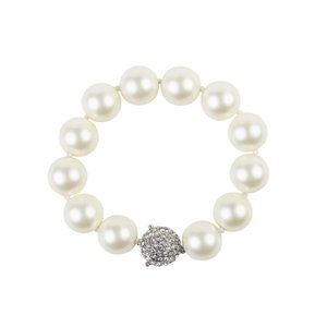 KENNETH JAY LANE CULTURA 16MM PEARL PAVE CRYSTAL MAGNET CLASP BRACELET, HAND KNO